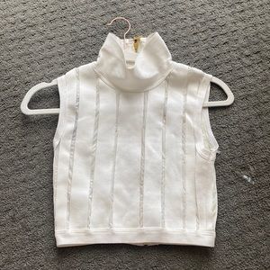 Mistress Rocks White Bandage And Mesh Crop Top, Size S